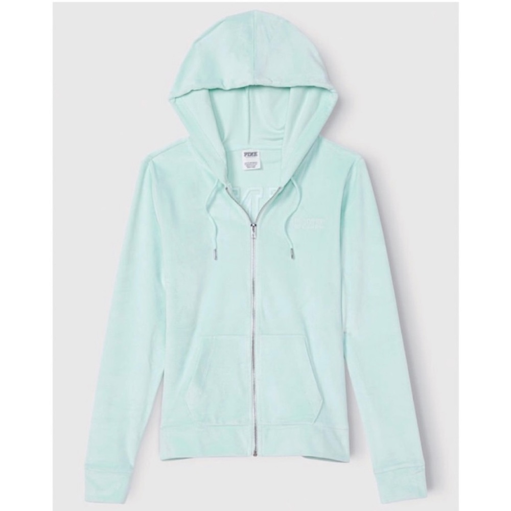 Brand new with tags Victoria secret pink blue glass velour full zip jacket